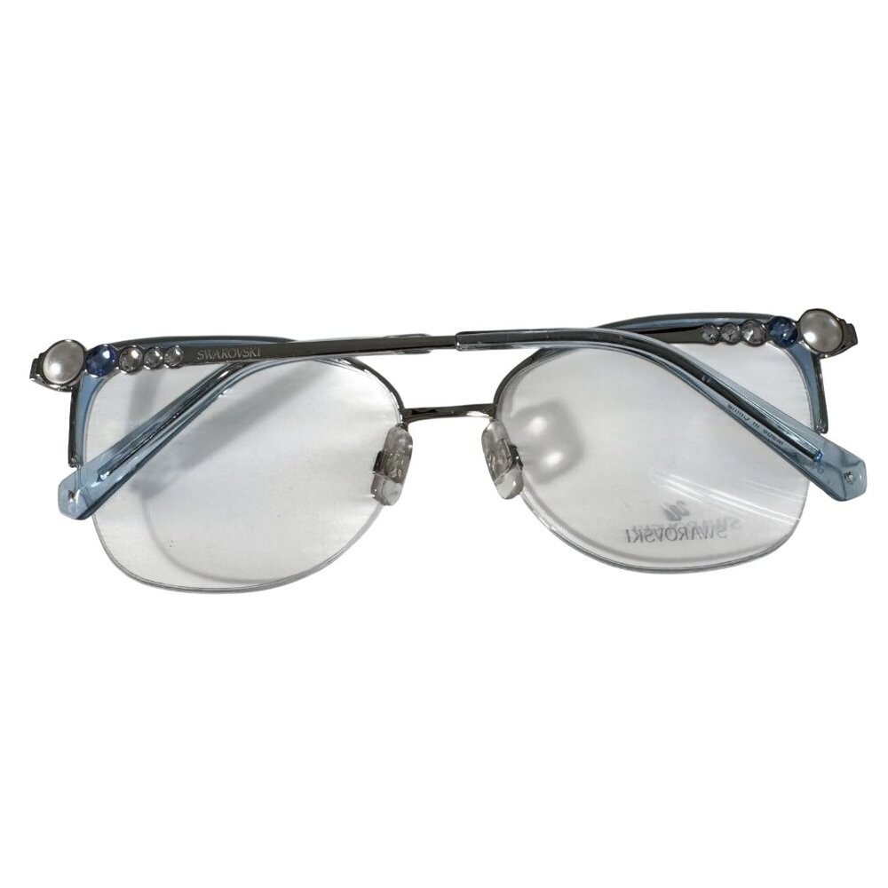 Swarovski SK5307 Eyeglass Frame Only 55-17-140 Blue Metal Semi-Rimless Gemstones - Picture 12 of 14